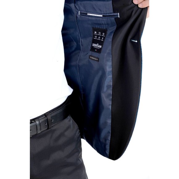 Derman Blue Patterned Shiny Fabric Tuxedo - Picture 6 of 7